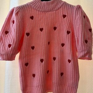 English Factory Pink Heart Patterned Turtleneck Sweater